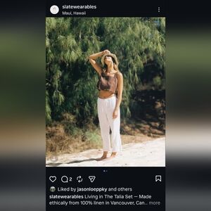 Slate Wearables White Talia Linen Pants